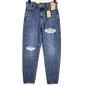 Levi's High Waisted Mom Jeans Size 26x27 Ripped Distressed Denim Relaxed Tapered